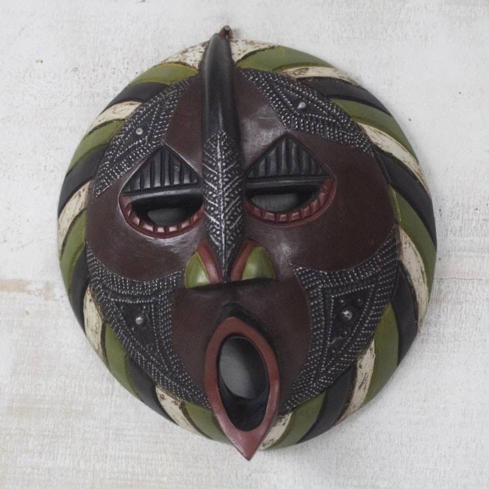 African Hand Carved Wood Mask 'Harvest Increase'