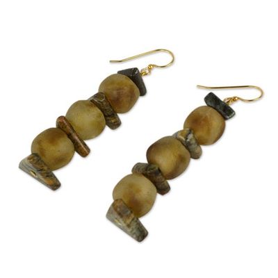 Alternate image for Ghana Eco-Friendly Recycled Glass and Soapstone Earrings Akan Tradition