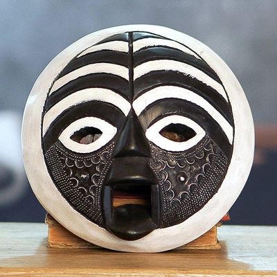Alternate image for Circular West African Mask Handcrafted and Painted Rescued