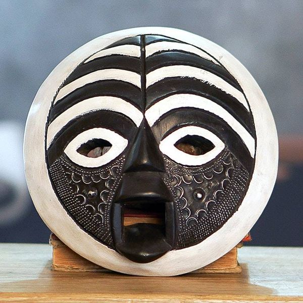 Alternate image for Circular West African Mask Handcrafted and Painted Rescued