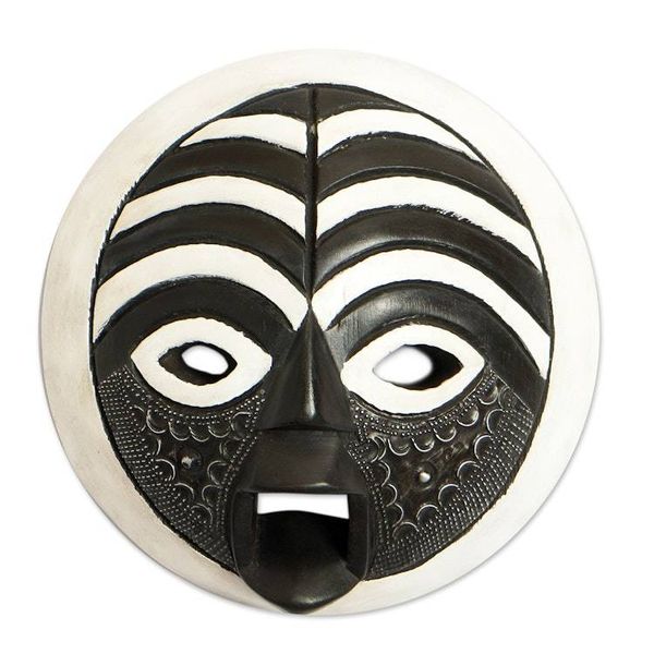Alternate image for Circular West African Mask Handcrafted and Painted Rescued