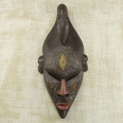 Alternate image for Handcrafted Ghanaian Wood Mask Replica of Young Bambara Man Young Strength
