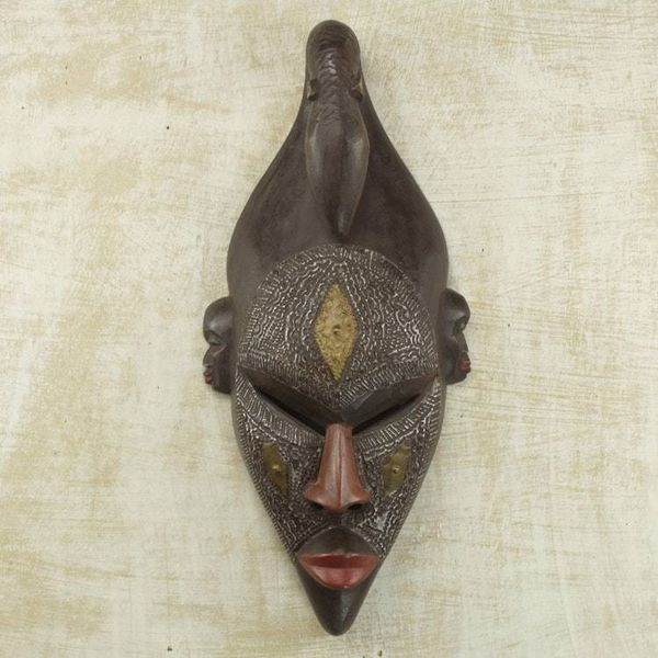 Alternate image for Handcrafted Ghanaian Wood Mask Replica of Young Bambara Man Young Strength