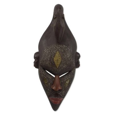 Alternate image for Handcrafted Ghanaian Wood Mask Replica of Young Bambara Man Young Strength