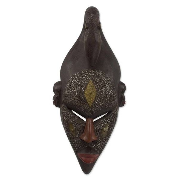 Alternate image for Handcrafted Ghanaian Wood Mask Replica of Young Bambara Man Young Strength