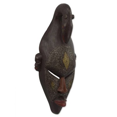 Alternate image for Handcrafted Ghanaian Wood Mask Replica of Young Bambara Man Young Strength