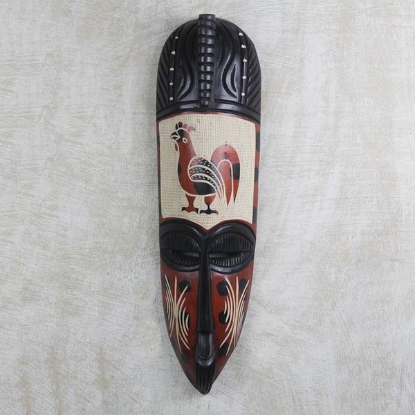 Alternate image for Sese Wood Rooster Bird Mask Hand Carved in Ghana Rooster