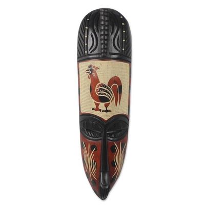 Alternate image for Sese Wood Rooster Bird Mask Hand Carved in Ghana Rooster