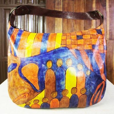 Alternate image for Handcrafted Leather Tote in Espresso from Ghana Party People