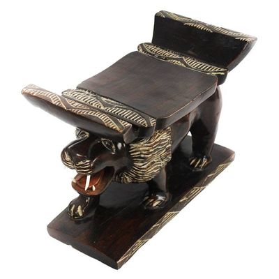 Alternate image for West African Lion Theme Throne Ottoman A Lions Courage