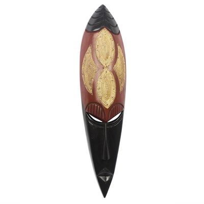 Alternate image for Hand Crafted African Wood Mask with Aluminum True Love