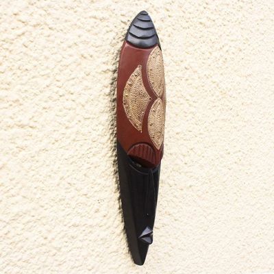 Alternate image for Hand Crafted African Wood Mask with Aluminum True Love