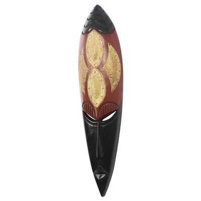 Alternate image for Hand Crafted African Wood Mask with Aluminum True Love