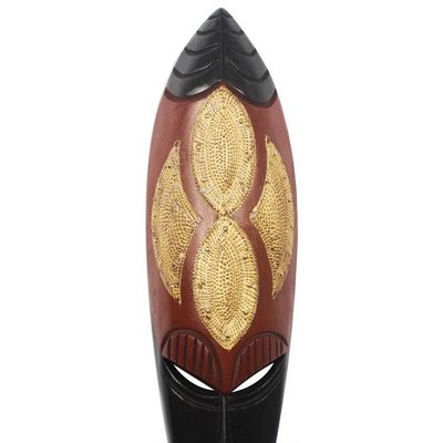Alternate image for Hand Crafted African Wood Mask with Aluminum True Love