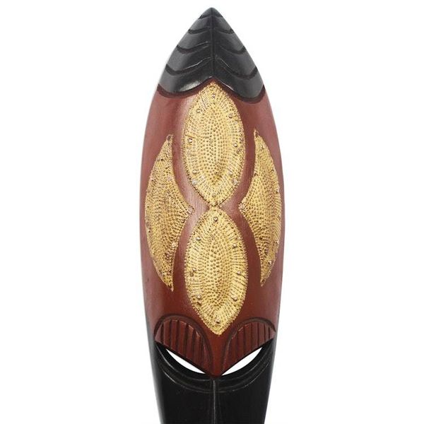 Alternate image for Hand Crafted African Wood Mask with Aluminum True Love
