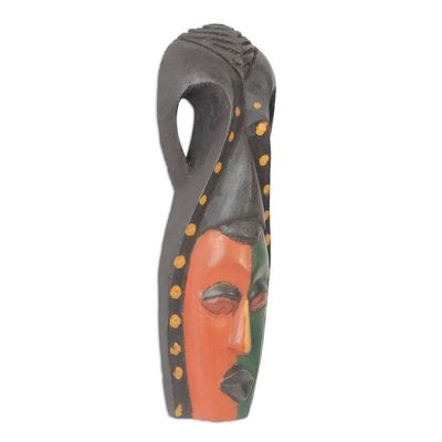 Alternate image for Ghanaian African Mask in Bright Colors Vibrant Ewe Elder