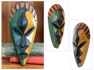 Alternate image for Colorful Handcrafted African Mask from Ghana My Name is Odartey