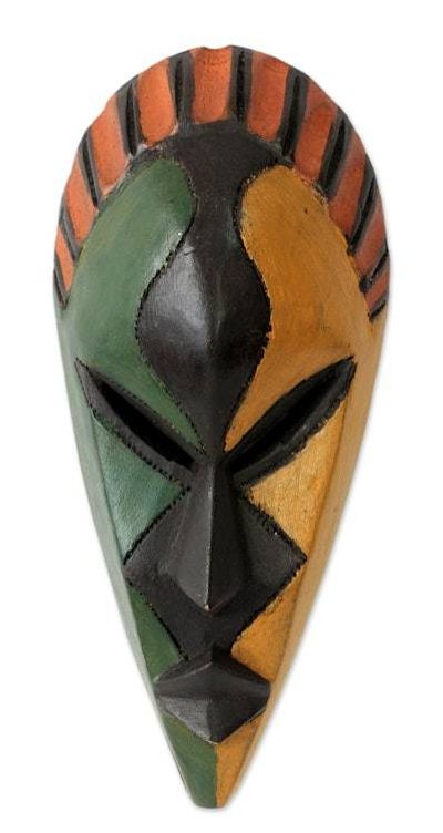 Alternate image for Colorful Handcrafted African Mask from Ghana My Name is Odartey