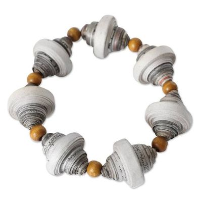 Alternate image for Handcrafted Modern Recycled Paper Beaded Bracelet Golden Dawn