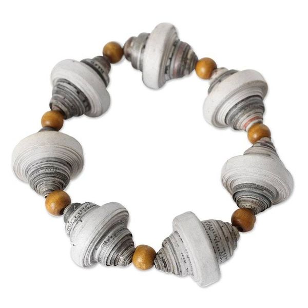 Alternate image for Handcrafted Modern Recycled Paper Beaded Bracelet Golden Dawn