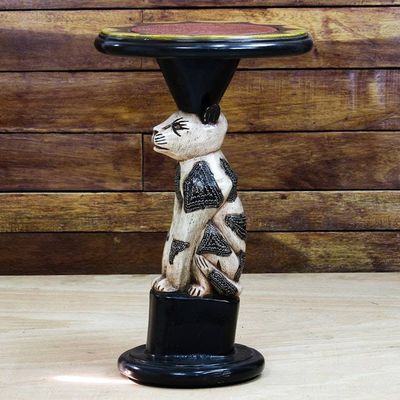 Alternate image for Cat-Themed Sese Wood Accent Table from Ghana Bush Cat
