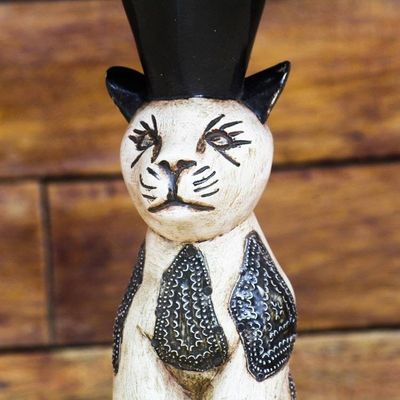 Alternate image for Cat-Themed Sese Wood Accent Table from Ghana Bush Cat