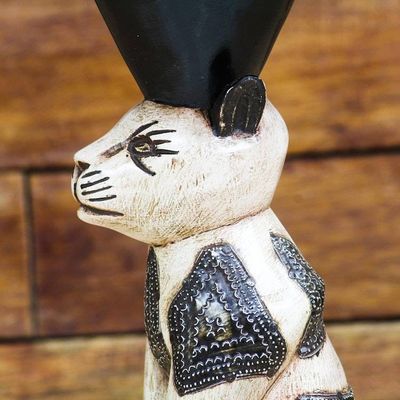 Alternate image for Cat-Themed Sese Wood Accent Table from Ghana Bush Cat
