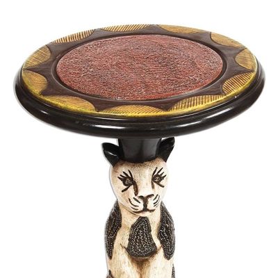 Alternate image for Cat-Themed Sese Wood Accent Table from Ghana Bush Cat