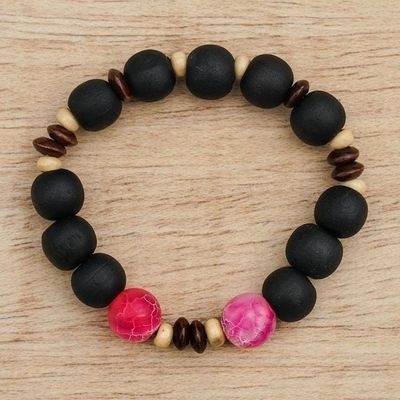 Alternate image for Handmade Sese Wood Beaded Stretch Bracelet Story of Life