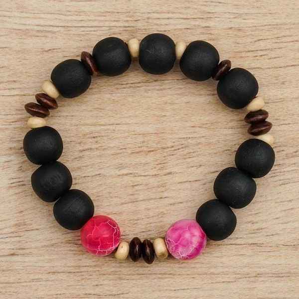 Alternate image for Handmade Sese Wood Beaded Stretch Bracelet Story of Life
