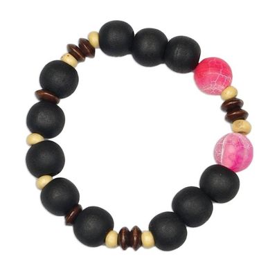 Alternate image for Handmade Sese Wood Beaded Stretch Bracelet Story of Life