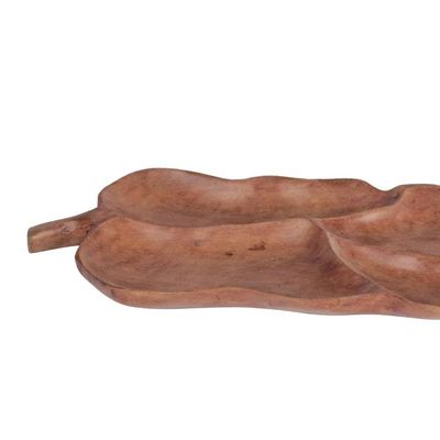 Alternate image for Handcrafted Light Ebony Wood Leaf Decorative Tray from Ghana Lush Leaf