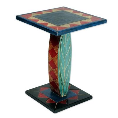 Alternate image for Hand Crafted Cedar Wood Geometric Leaf Accent Table Rustic Leaf