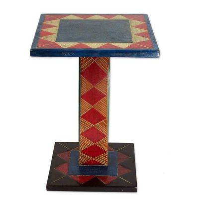 Alternate image for Hand Crafted Cedar Wood Geometric Leaf Accent Table Rustic Leaf