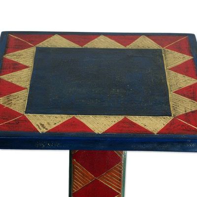 Alternate image for Hand Crafted Cedar Wood Geometric Leaf Accent Table Rustic Leaf