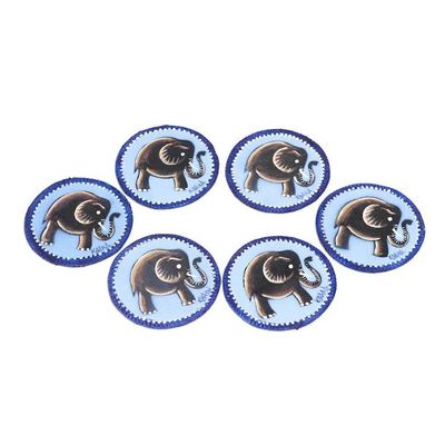 Alternate image for Blue Cotton Elephant Coasters from Ghana Set of 6 Blue Elephant