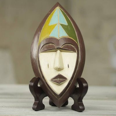 Primary image for Hand Crafted African Wood Mask of Patience with Stand Patience