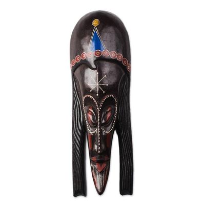 Alternate image for Hand-Carved African Sese Wood Mask in Brown from Ghana Ewurade Kasa