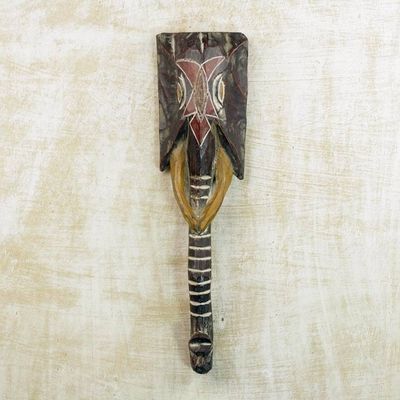 Primary image for Handcrafted African Wood Elephant Mask from Ghana Elephant Trunk
