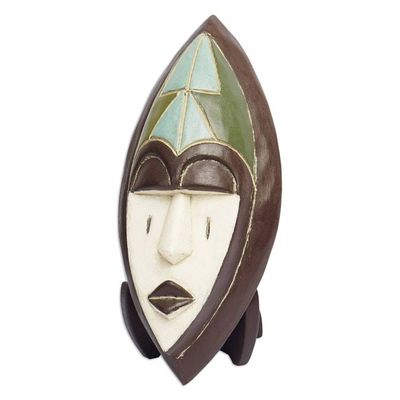 Alternate image for Hand Crafted African Wood Mask of Patience with Stand Patience