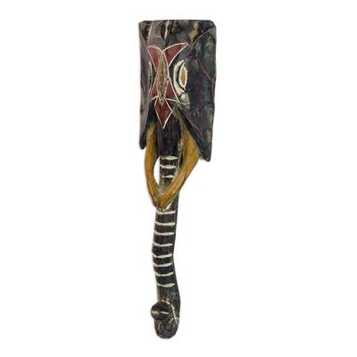 Alternate image for Handcrafted African Wood Elephant Mask from Ghana Elephant Trunk