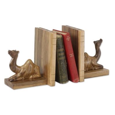 Primary image for Handmade Wood Bookends Pair Sahara Camel