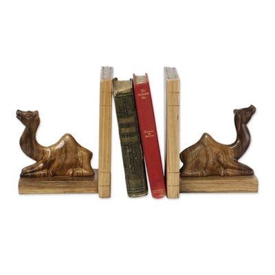 Alternate image for Handmade Wood Bookends Pair Sahara Camel