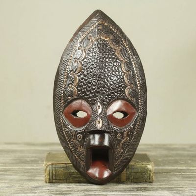 Alternate image for Ghanaian Handcrafted Authentic African Mask Adom Ara Kwa