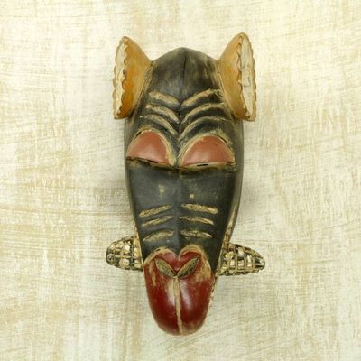 Alternate image for Authentic African Crafted Hand Carved Sese Wood Mask Hungry Monkey