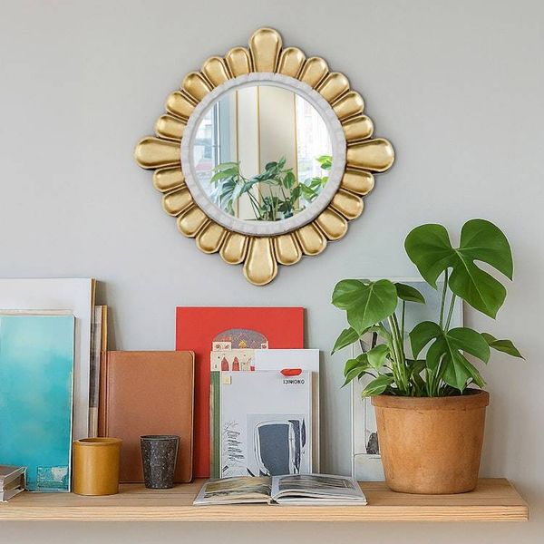 Alternate image for Petal Motif Bronze Gilded Wood Wall Mirror from Peru Colonial Petals