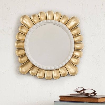 Alternate image for Petal Motif Bronze Gilded Wood Wall Mirror from Peru Colonial Petals