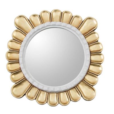 Alternate image for Petal Motif Bronze Gilded Wood Wall Mirror from Peru Colonial Petals