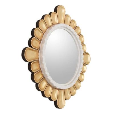 Alternate image for Petal Motif Bronze Gilded Wood Wall Mirror from Peru Colonial Petals