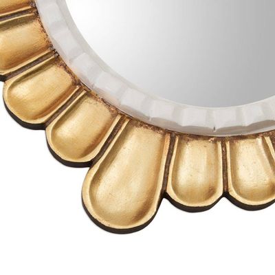 Alternate image for Petal Motif Bronze Gilded Wood Wall Mirror from Peru Colonial Petals